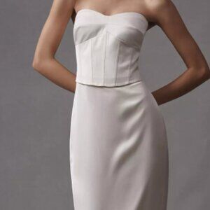 [NEW] Ivory Reformation Ariyah Corset Satin Maxi Dress